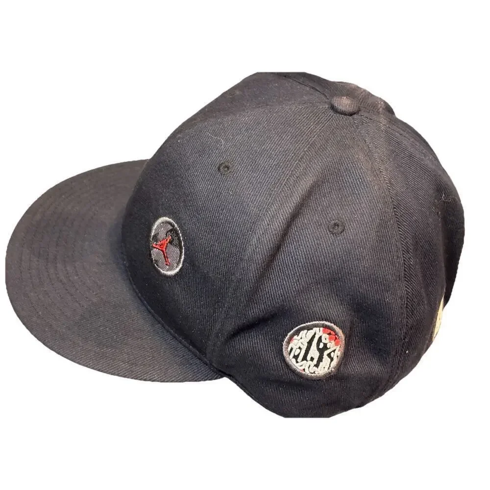 Michael Jordan Patch Mens Hat 4 Patches Jumpman Size 7 7/8 Fitted Black Back